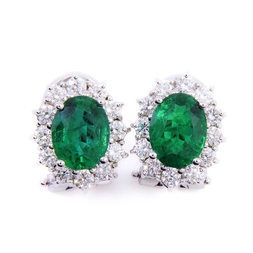 [MTR20220005529] Orecchini - Smeraldi 2,93ct. brillanti 1,15ct. D/E-VS, oro 18kt.
