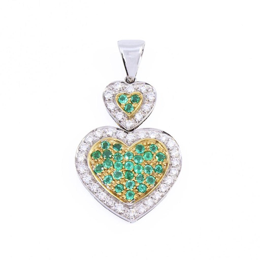 [MTR20220004883] Pendente - Smeraldo 1,2ct. brillanti 0,68ct. F/G-VVS oro 18kt. peso totale 7,7gr