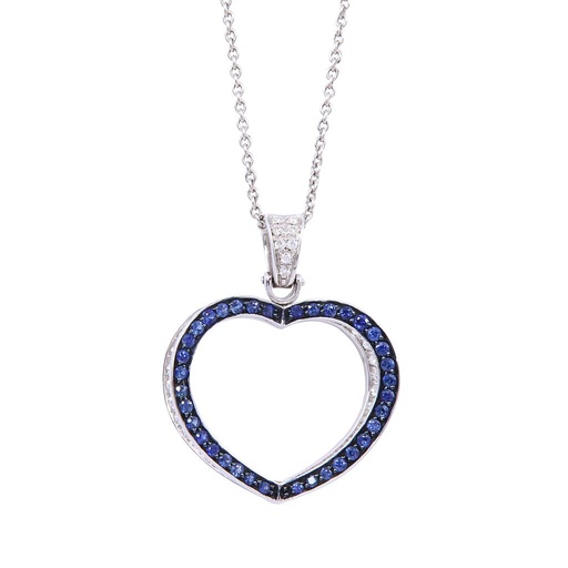 [MTR20180001035] Collana Salvadori cuore - Zaffiri, brillanti F/G-VVS in oro 18kt. 12,9 gr