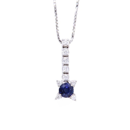 [MTR20220002905] Collana - Zaffiro 0,33ct. brillanti 0,14ct. F/G-VVS in oro 18kt. peso totale 4,3 gr