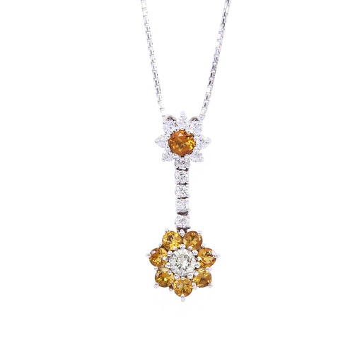 [MTR20220004467] Collana - Zaffiro 0,35ct. brillanti 0,47ct. F-VVS in oro 18kt. peso totale 6,4gr
