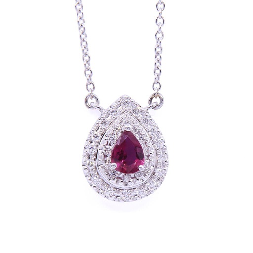 [MTR20210002152] Collana - Rubino 0,51ct. brillanti 0,25ct. F-VVS in oro 18kt. peso totale 4gr