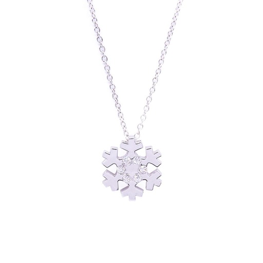 [MTR20220002889] Collana fiocco di neve - Oro 18kt. Brillanti 0,05ct.