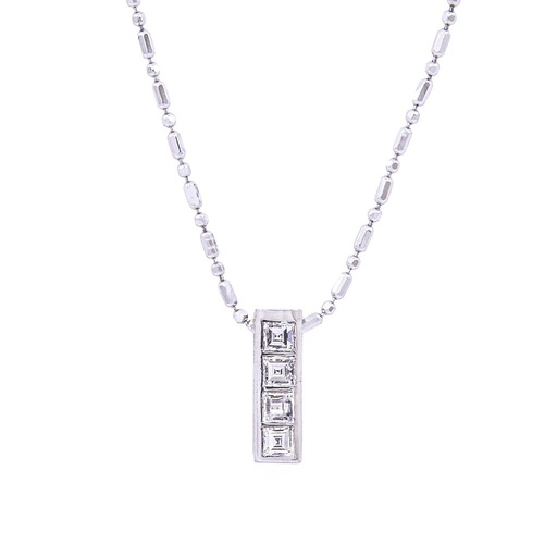 [MTR20220004493] Collana Rettangolo - Brillanti 0,35ct. oro 18kt, peso totale 1,80gr