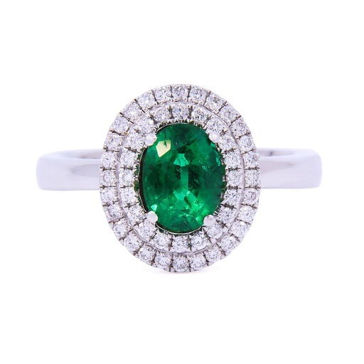 [MTR20220000765] Anello - Smeraldo 1,21ct. brillanti 0,45ct. F-VVS in oro 18kt. 6,4gr