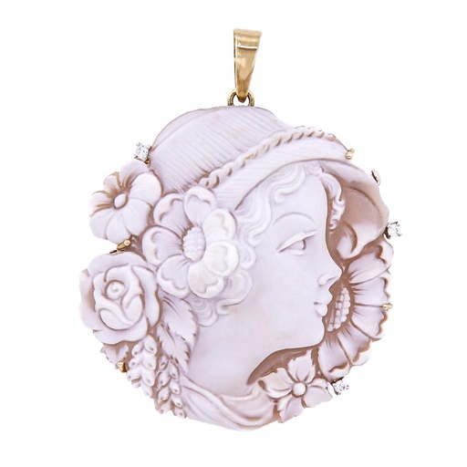 [MTR20240002247] Ciondolo spilla Cameo - Oro giallo 18kt. con brillanti