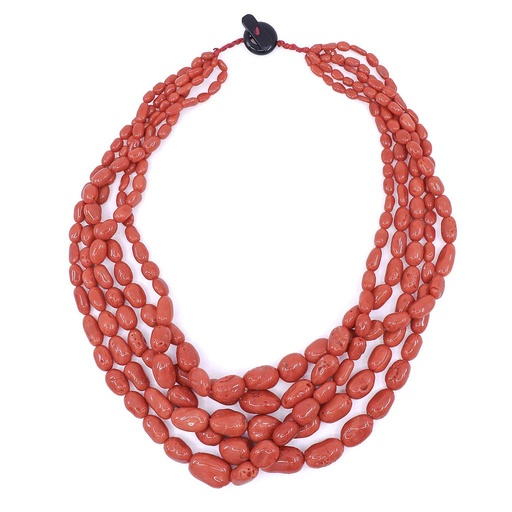 [MTR20220005267] Collana in corallo burattato 5 fili 