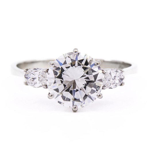 [MTR20240002048] Anello solitario - Brillante 2,11ct. I-SI1,oro bianco 18kt. laser inciso