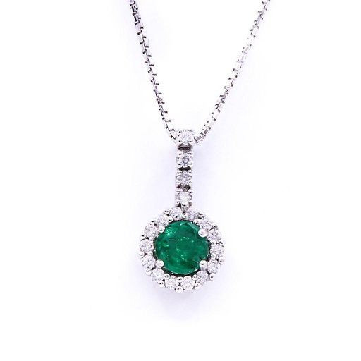 [MTR20220002903] Collana - Smeraldi 0,38ct. brillanti 017ct. G-VS, in oro 18kt. peso totale 3,7gr