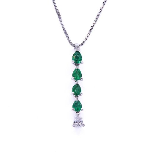 [MTR20210002429] Collana - Smeraldi 0,46ct. brillanti 0,10ct. F/G-VVS, oro 18kt. peso totale 3,7gr