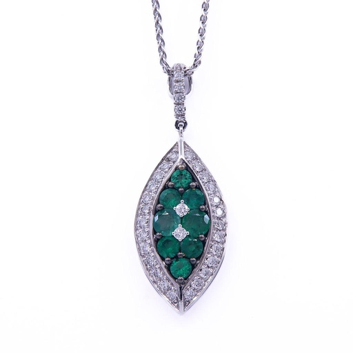 [MTR20220004475] Collana - Smeraldi 1,87ct, brillanti 0,60ct G-VS in oro 18kt. 11,5 g