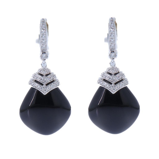 [MTR20220004915] Orecchini - Onice, brillanti 0,76ct. oro 18kt.