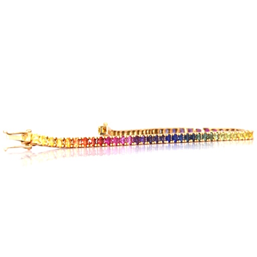 [MTR20220009841]  Bracciale tennis con zaffiri colorati di carati 4,25 - Collezione Rainbow - oro rosa 18Kt gr11,34