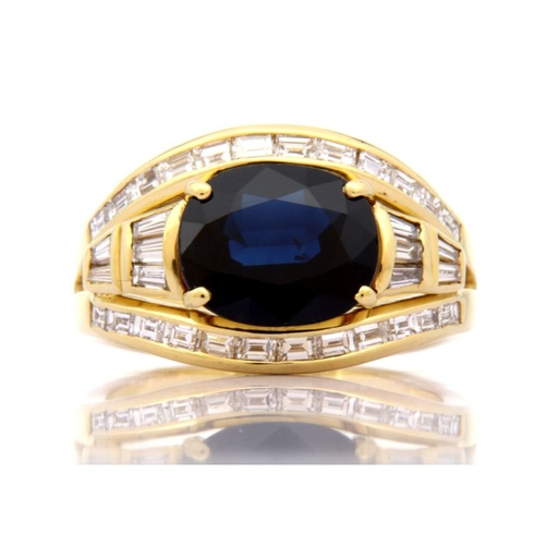 [MTR20200002713] Anello - Zaffiro 3,00ct. diamanti teps 1,80ct. oro 18kt.