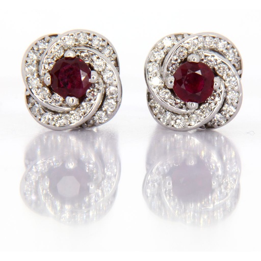 [MTR20210000118] Orecchini - Rubini 0,70ct. brillanti 0,42ct. G-VS, oro 18 kt.