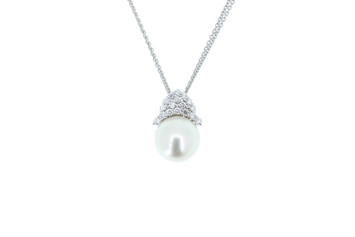 [MTR20220010706] Collana perla - Brillanti 0,46ct. G-VS oro 18kt.