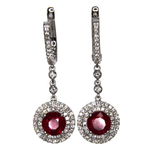 [MTR20200002008] Orecchini - Rubini 2,05ct. Brillanti 0,51ct. F/G-VVS, oro 18 kt.