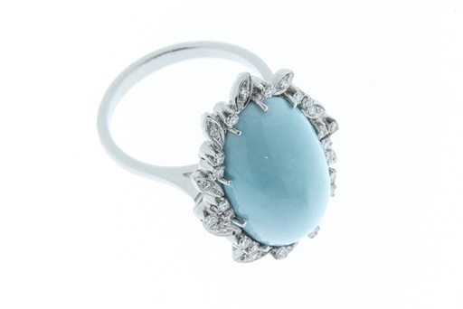 [MTR20220002349] Anello - Brillanti e turchese, oro 18kt.