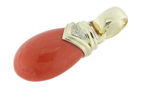 [MTR20220002065] Pendente - Corallo e brillanti, oro 18kt