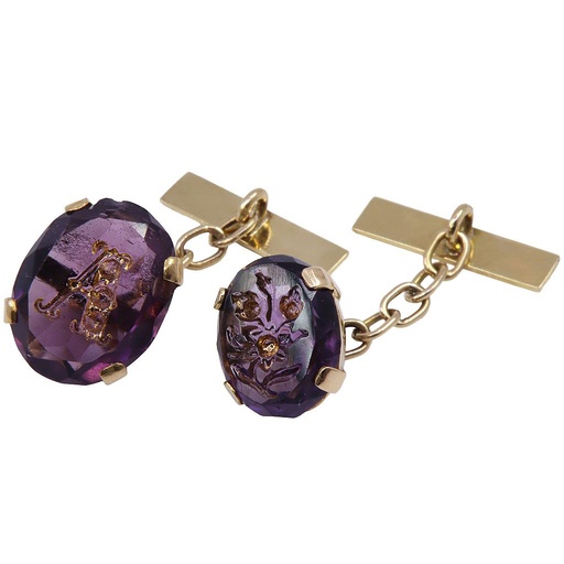 [MTR20230002419] Gemelli - Ametista incisa, oro 18kt