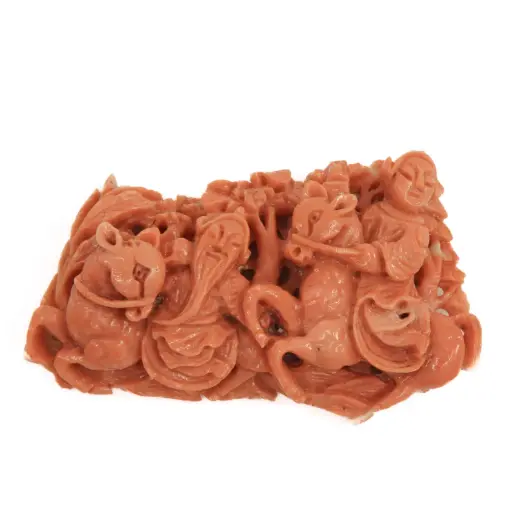 [MTR20240003993] Cammeo in corallo Giapponese - Intagliato a mano, peso totale 26,90gr.