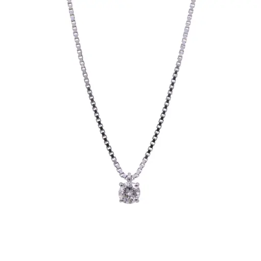 [MTR20250000254] Collana punto luce - Brillante 0,31ct, H-VS1, oro 18kt. certificato IGI