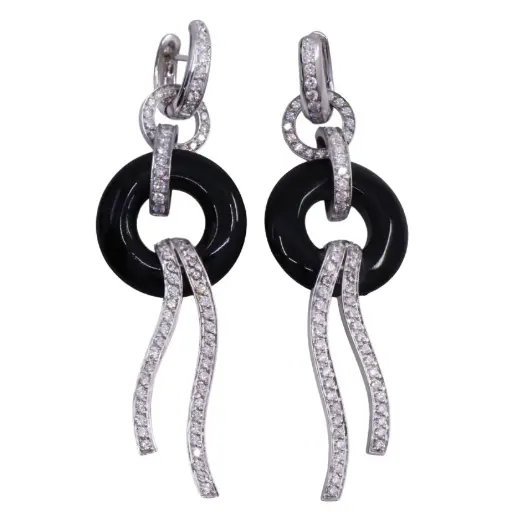 [MTR20220004923] Orecchini - Onice, brillanti 2,14ct. G-VS1 oro 18kt.