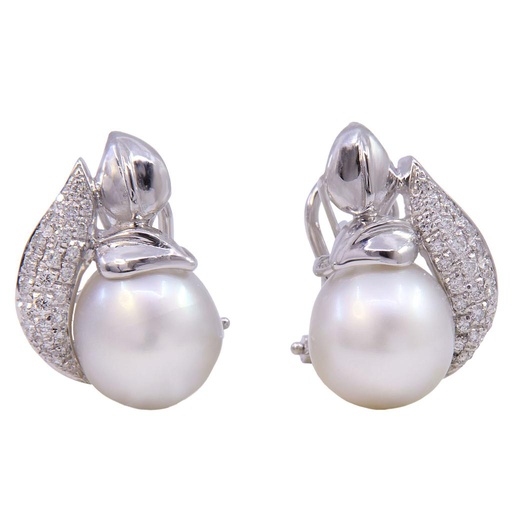 [MT32521530] Orecchini perle australiane - Brillanti 0,40ct. G-VS1, oro 18kt