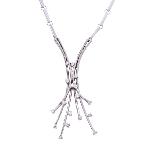 [MT32522377] Collana girocollo - Oro 18kt con brillanti 0,30ct. Peso totale 18 gr