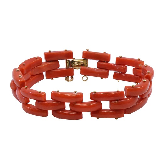 [MT32517792] Bracciale corallo: Catena in oro 18kt, peso totale 21,2gr