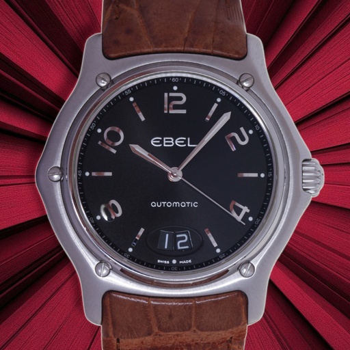[MT32519437] Ebel 1911 automatic ref:E9125250 Steel Big Date, Leather strap,  Ebel Box & Papers - Like new