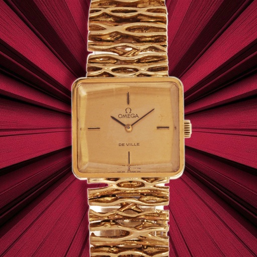 [MT32524995] Omega De Ville Ref:8263, 25x23 mm, approx 1970, Original Bracelet (17,5 cm)  - 18Kt yellow gold net weight gr.64,1 