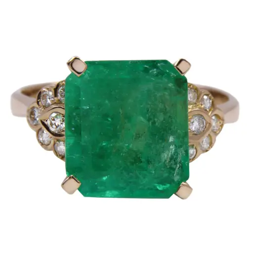 [MT32521824] Anello - Smeraldo 6,0ct. brillanti 0,20ct. H-VS, oro 18kt. peso 5,2gr