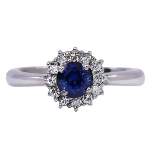 [MT32534375] Anello - Zaffiro 0,85ct. brillanti 0,25ct. F/G-VVS in oro 18kt. 5,5gr