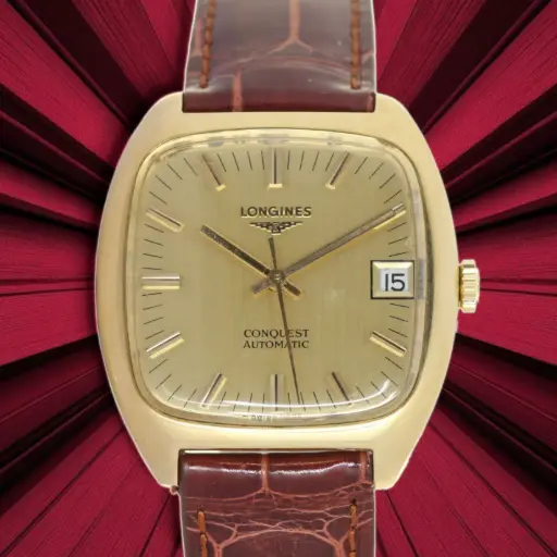 [MT32534221] Longines Conquest Automatic - 18Kt Yellow gold - "Bros" Crocodile Leather strap and steel buckle