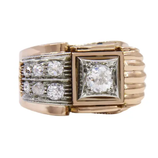 [MT32532828] Anello fascia - Brillanti taglio antico, oro rosa, peso totale 15gr