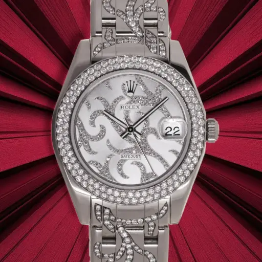 [MT32533108] Rolex Datejust Arabesque Pearlmaster ref:81339 - 34mm, 18kt White Gold and Diamonds, Rolex Box & Papers 10/2010