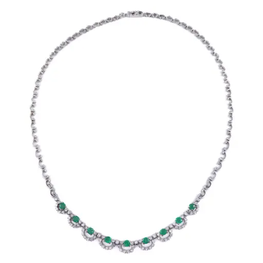 [MT32537437] Girocollo con smeraldi e brillanti: Smeraldi 1,80ct. Brillanti 0,70ct. G-VS1, oro 18 kt.