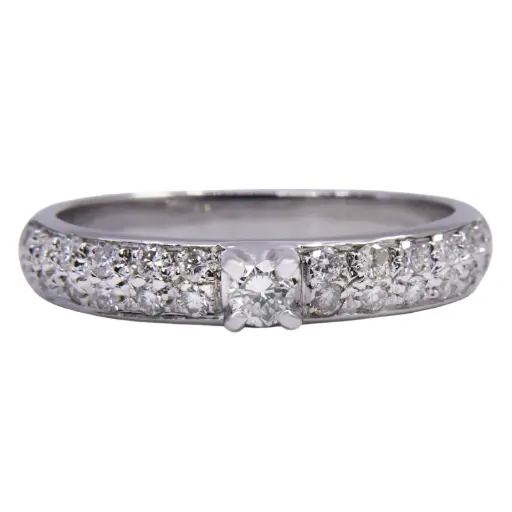 [MT32540391] Anello solitario - Diamante 0,15ct, G-VS1 + 0,15ct. oro 18kt. peso totale 5,30 gr