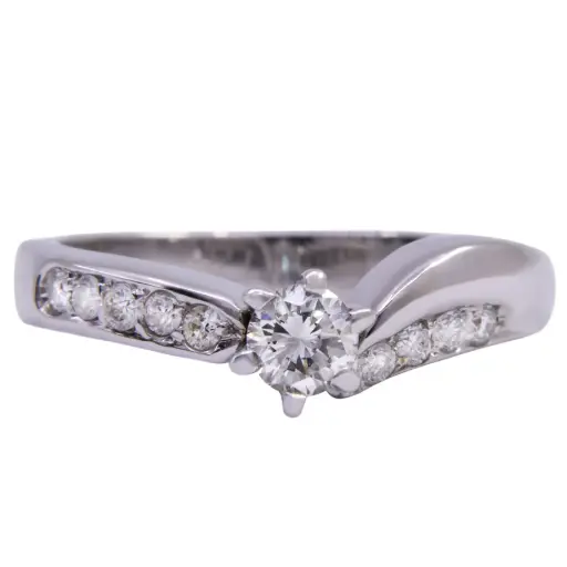 [MT32540853] Anello solitario - Diamante 0,25ct, G-VS + 0,09ct. oro 18kt. peso totale 4,50gr