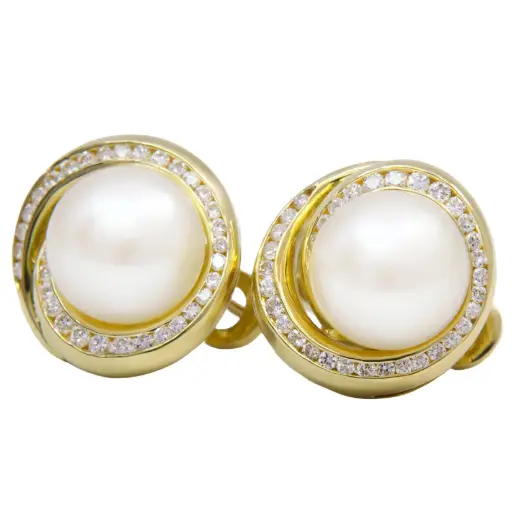[MT32605027] Orecchini Mikawa con perle - Brillanti 0,70ct. G-VS1, oro 18kt