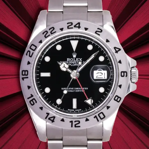 [MT32607197] ROLEX 16570 EPLORER II, 40mm, 1990, serial L255xxx, Rolex Service Card &  Service Box, Exp. 02/2028