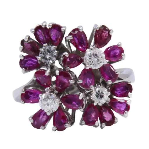 [MT32609388] Anello - Zaffiri rosa 1,00ct. brillanti 0,40ct. G-VS1 in oro 18kt.