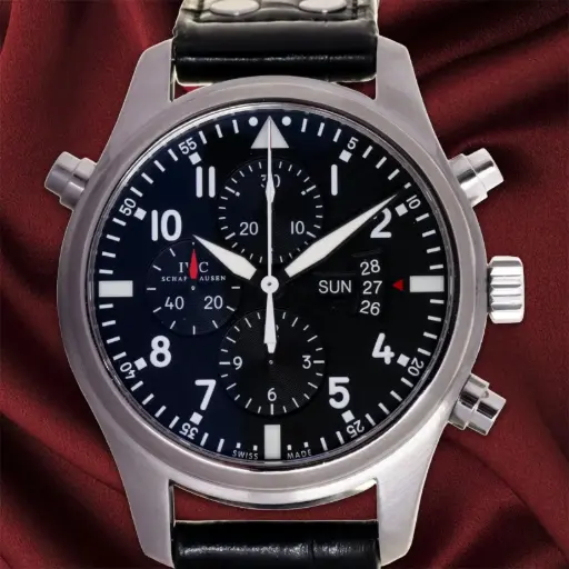 [MT32611579] IWC Pilot Double Chronograph ref:377801, IWC Box & Papers 12/2015 - IWC Official service done on 04/2026 - our two-year warranty