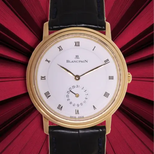 [MT32618131] orologio Blancpain in oro 18kt con movimento a vista, cinturino in pelle e chiusura in oro 750/°°° - CAL 4795