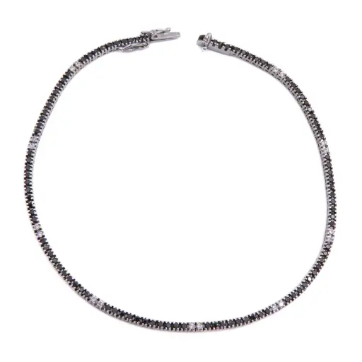 [MT32619643] Bracciale tennis - Brillanti neri e bianchi 1,05+0,16ct. peso totale 6,70gr.