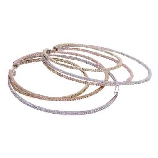 [MT32621995] Orecchini cerchi tre ori - Brillanti, oro 18kt. peso totale 15,5gr
