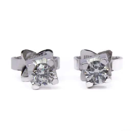 [MT32622674]  Orecchini Re Carlo- Brillanti 0,30ct. totali, G-VS1 oro 18kt. peso totale 1,80 gr