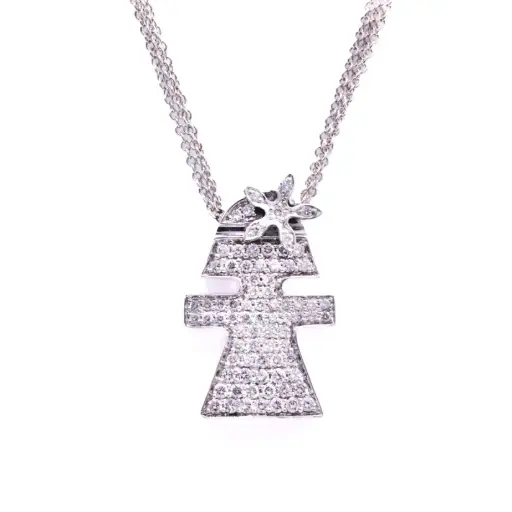 [MT32623437]  Collana con ciondolo bambina - Brillanti 0,50ct. G-VS1, oro 18kt. peso totale 10,50gr