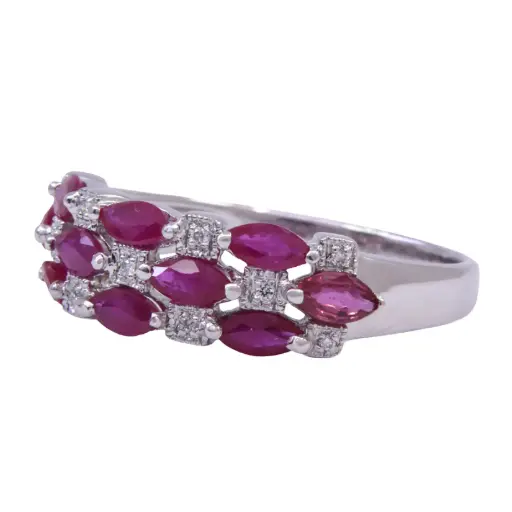 [MT32624634] Anello - Rubini 1,20ct. brillanti 0,06ct. G-VS1 in oro 18kt.